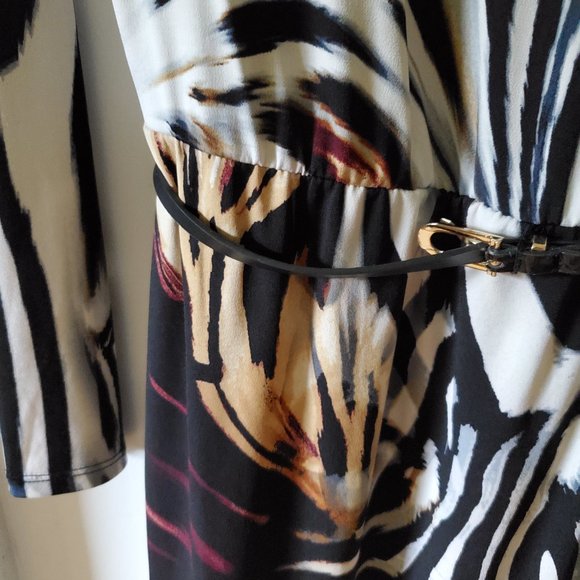 A Luxology Women's Dress Animal Print Career Evening Old Money Belted  S - Picture 4 of 12